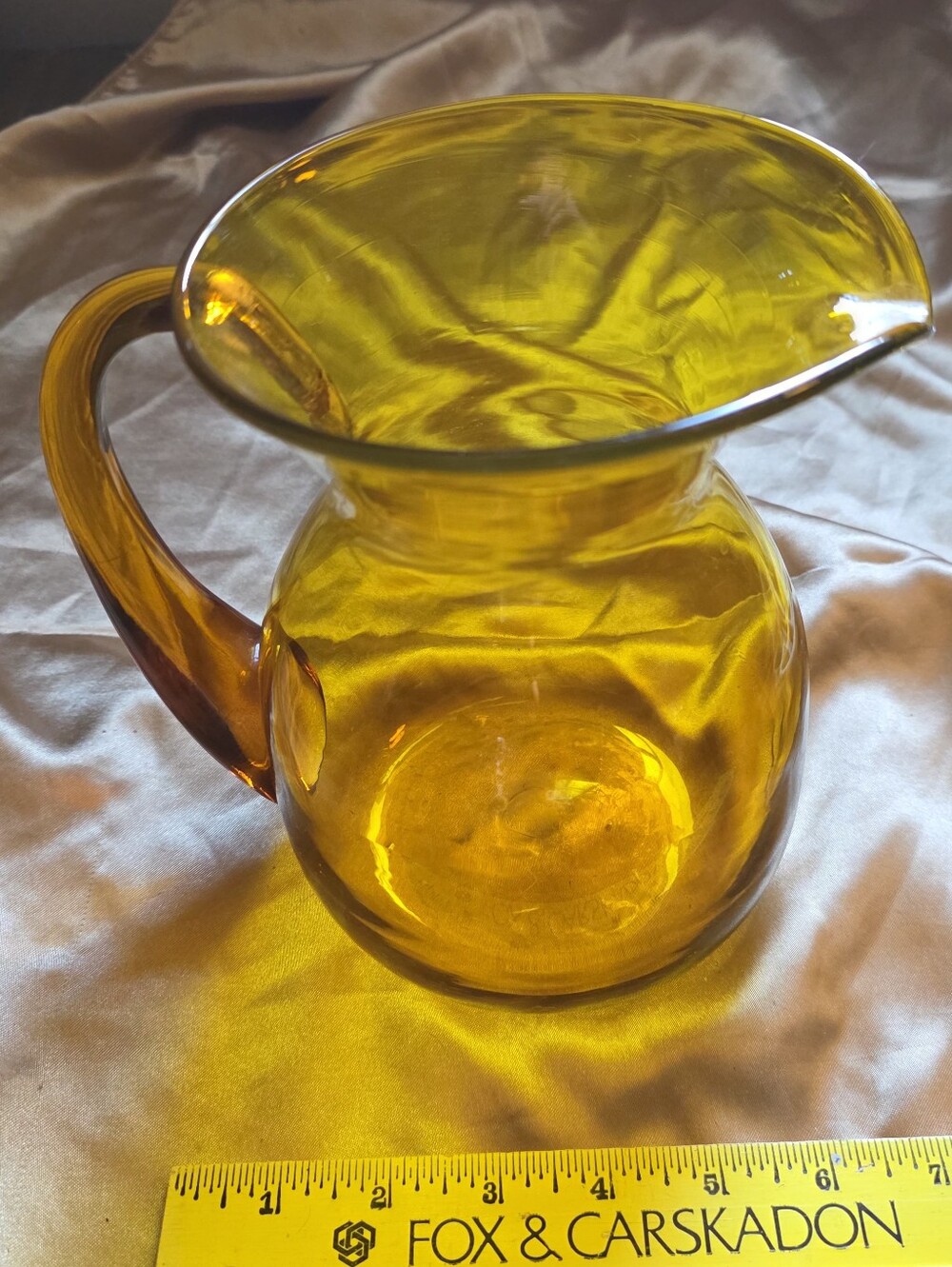 Vintage Amber Glass Pitcher